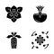 Desert plants glyph icons set.