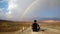 Desert Rainbow in Mitspe Ramon, Negev desert, crater, in Israel, Near East