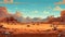 Desert in the retro style of pixels. Beautiful illustration picture. Generative AI