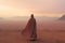 Desert Reverie: Middle Eastern Woman Embracing the Horizon\\\'s Vastness