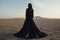 Desert Reverie: Middle Eastern Woman Embracing the Horizon\\\'s Vastness