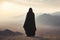 Desert Reverie: Middle Eastern Woman Embracing the Horizon\\\'s Vastness