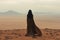Desert Reverie: Middle Eastern Woman Embracing the Horizon\\\'s Vastness