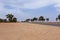 Desert road, dry salt lake Chott el Djerid in Tunisia