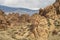 Desert rock formations in Alabama Hills, Sierra Nevada mountain valley, California, USA