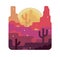 Desert, rocks and cactus under the scorching sun - vector cartoon illustration in game design