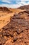 Desert rocks seen at guided jeep tour with local bedouin, Wadi Rum desert, Jordan, MIddle East