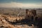 desert ruin, with view of modern city in the distance, symbolizing the past and present