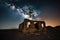 desert ruin with view of the night sky, stars shining overhead