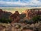 Desert Sage Brush and Red Rocks bathed in afternoon sun