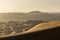 Desert Sahara with beautiful lines and colors at sunrise. Merzouga, Morocco.