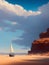 desert sailing ship painting illustration Cinematic daylight generative ai illustration art