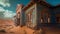 Desert sand taking over old wooden house, AI generative landscape