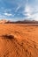 Desert sand waves in morning light at sunrise, Wadi Rum, Jordan