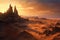 desert sands engulfing remnants of a lost civilization