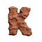 Desert sandstone letter K - Capital 3d red rock font - suitable for Arizona, geology or desert related subjects