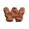 Desert sandstone letter W - Lower-case 3d red rock font - Suitable for Arizona, geology or desert related subjects