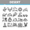 Desert Sandy Landscape Collection Icons Set Vector