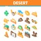 Desert Sandy Landscape Isometric Icons Set Vector