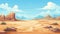 Desert sandy and rocky landscape, sunny day. Desert dunes vector background.