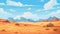 Desert sandy and rocky landscape, sunny day. Desert dunes vector background.