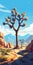 Desert Scene With Joshua Tree: A Stunning Flat Illustration