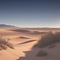 A desert scene with long, detailed sand dunes. in a calm atmosphere, generative ai