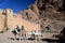 A Desert Scene of Men Leading Camels near St. Catherine`s 4th Century Monastery, Base of Mt. Sinai, Egypt