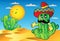 Desert scene with Mexican cactus