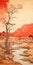 Desert Scene With Tree And Creek: A Stunning Artgerm Style Illustration