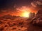 Desert Serenade: A Majestic Bright Sunset, Generative AI