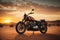 Desert Serenity: Motorbike Silhouetted by a Mesmerizing Sunset