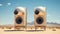 Desert Soundscapes: Two Enormous Speaker Boxes Amplify the Arid Solitude