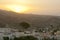 Desert sunrise in Andalucian village.