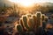 Desert Sunrise: A Resilient Cactus Garden Amidst Harsh Landscapes