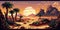 Desert sunset game background pixel art