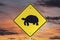 Desert Tortoise Crossing Sign with Sunrise Sky