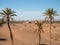 Desert town of Mhamid, Morocco village with nature sand dunes and old muslim mosque in north Africa, old narrow streets,