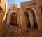 Desert town of Mhamid, Morocco village with sand dunes and old muslim mosque in north Africa, old narrow streets, traditional clay