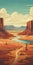 Desert Valley Headland Vector Illustration For T-shirt