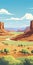 Desert Valley Pasture Vector Illustration For T-shirt