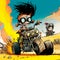 Desert wars and car battles in a hand-drawn style. Mad max, fury road, art