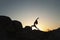 Desert Yoga Warrior Pose Woman Silhouette