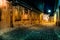 Deserted alley by night, in Sibiu, Romania