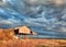 Deserted barn in storm