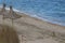 Deserted beach in cloudy weather