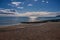 Deserted beach on a sunny October afternoon at Eastbourne