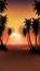 Deserted Beach at Sunset with Palm Trees, Made with Generative AI