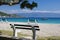 Deserted benches on Baska beach