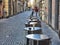 Deserted cafe tables terrace just before the mandatory early closure established to combat the pandemic